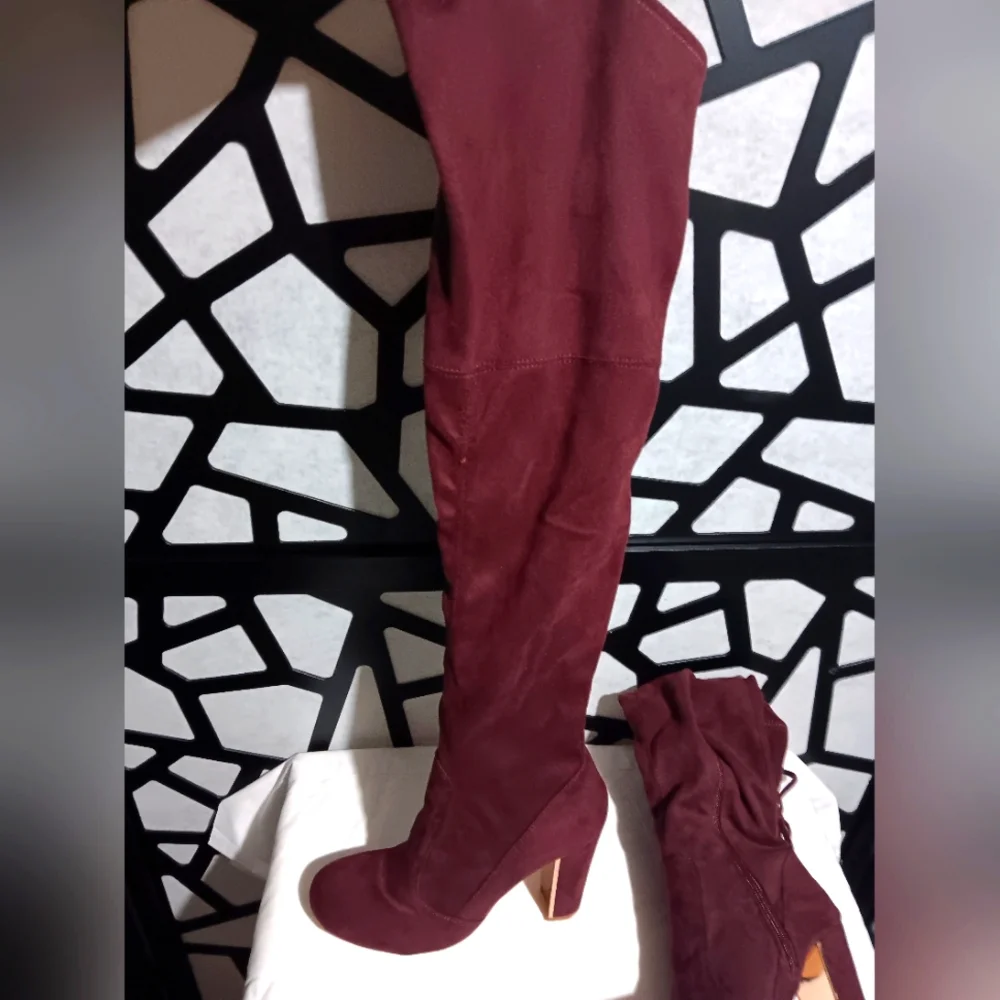 BetseyVille + Target - Heeled Over-the-knee Boot - Wine, Gold - Sz 8.5